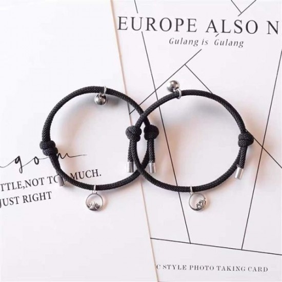 Couples Bracelets Magnetic Mutual Attraction Relationship Matching Friendship Rope Bracelet Set For Women Men Boyfriend Girlfriend Him Her BFF Best Friends Bracelet Braided Charm Pendants